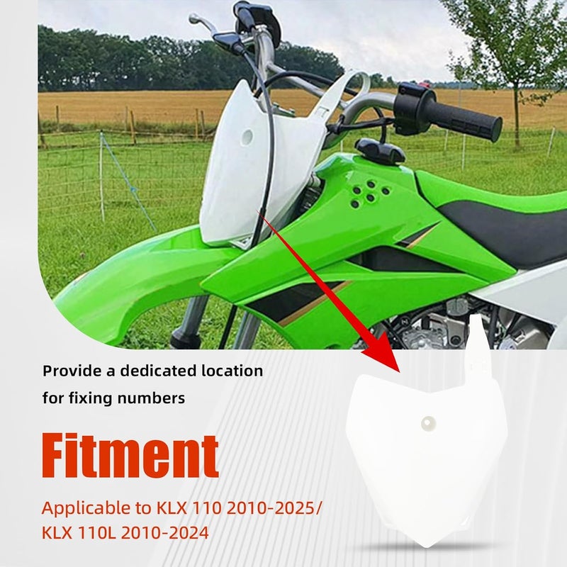 BAOUFF Front Number Plate for KLX110,PP Plastic Dirt Bike Number Plate for KLX 110 2010-2025/KLX110L KLX 110L 2010-2024 - Image 3